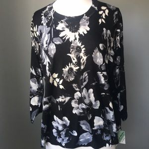 NEW C.D. Petites Black/Gray Floral Sweater PXL
